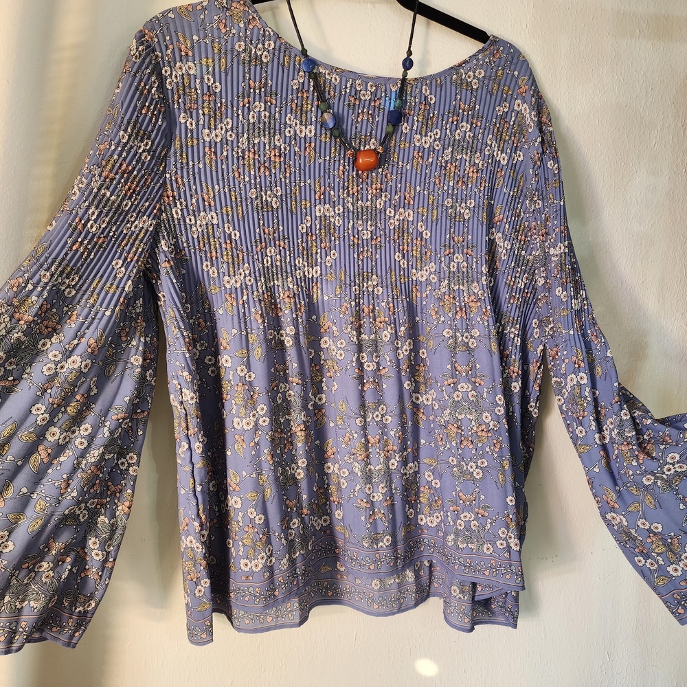 Max Studio Purple Ribbed Relaxed Blouse